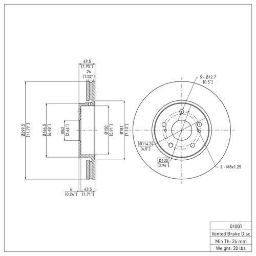 Disc Brake Rotor 600-01007