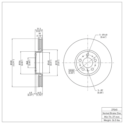 Disc Brake Rotor 600-27045