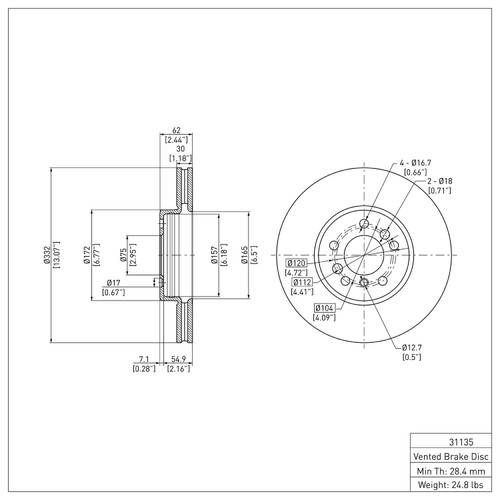 Disc Brake Rotor 600-31135
