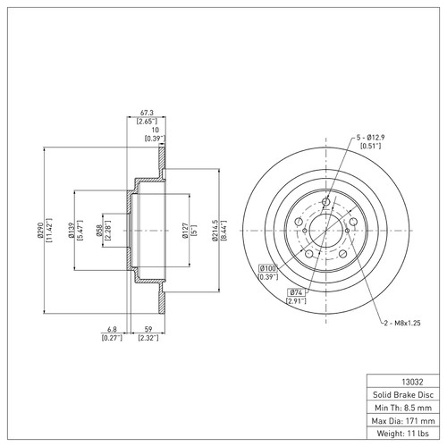 Disc Brake Rotor 600-13032