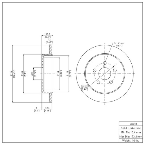 Disc Brake Rotor 600-39014