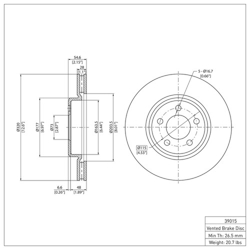 Disc Brake Rotor 600-39015