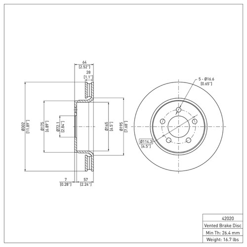 Disc Brake Rotor 600-42020