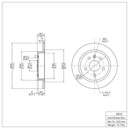 Disc Brake Rotor 600-45015