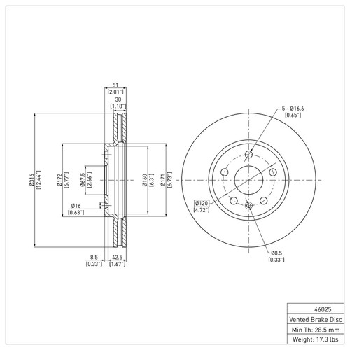 Disc Brake Rotor 600-46025