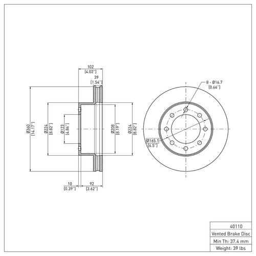 Disc Brake Rotor 600-40110