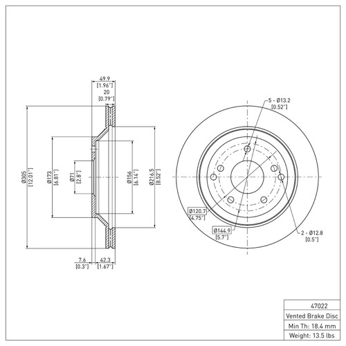 Disc Brake Rotor 600-47022