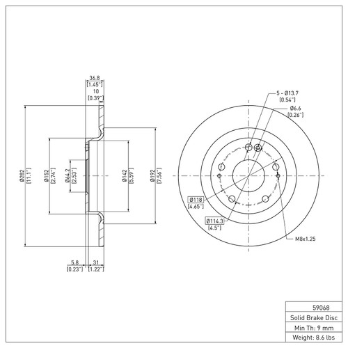 Disc Brake Rotor 600-59068