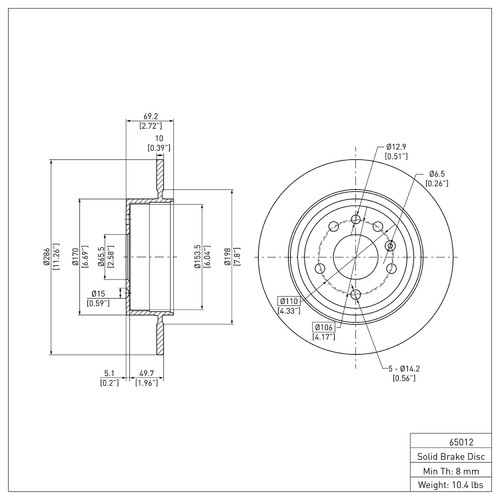 Disc Brake Rotor 600-65012