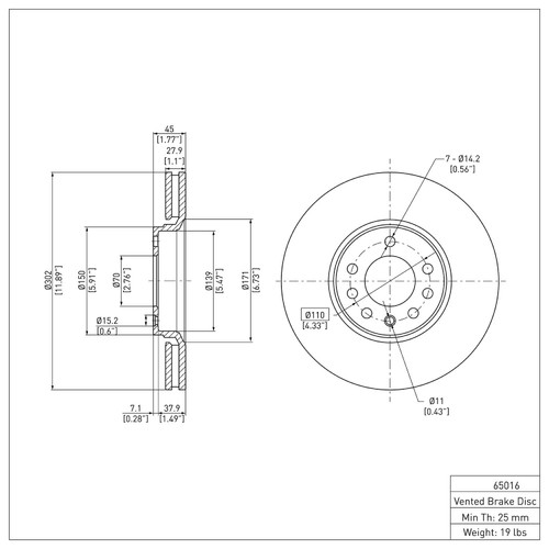 Disc Brake Rotor 600-65016