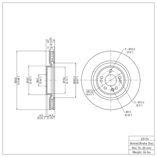 Disc Brake Rotor 600-63124
