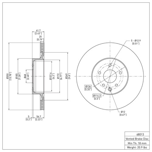 Disc Brake Rotor 600-68013