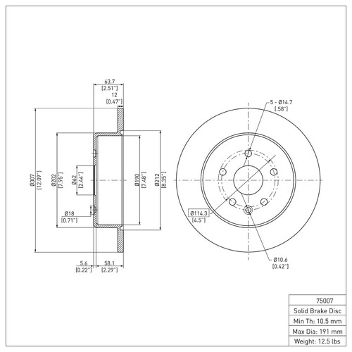 Disc Brake Rotor 600-75007
