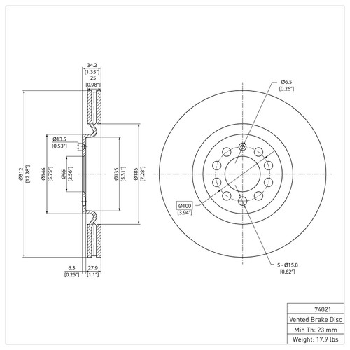 Disc Brake Rotor 600-74021