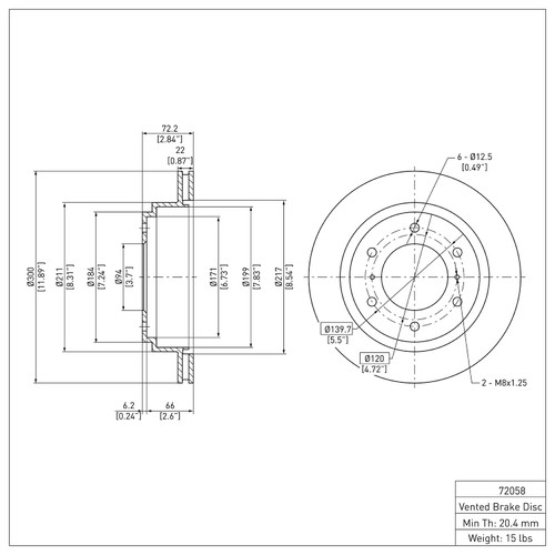 Disc Brake Rotor 600-72058