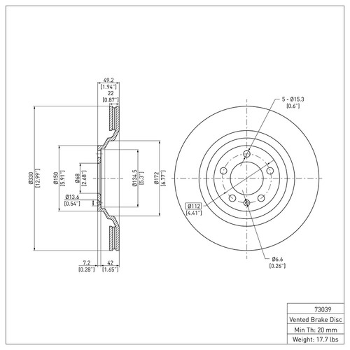 Disc Brake Rotor 600-73039