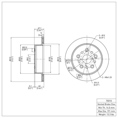 Disc Brake Rotor 600-75010