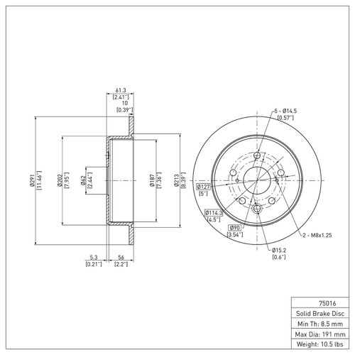 Disc Brake Rotor 600-75016