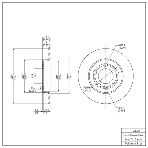 Disc Brake Rotor 600-73025