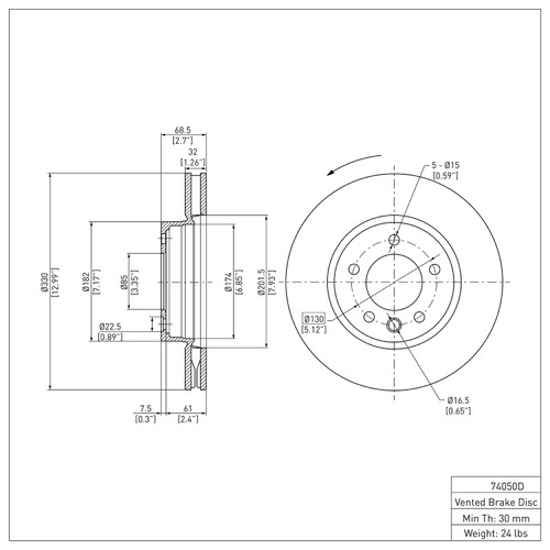 Disc Brake Rotor 600-74050D