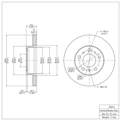 Disc Brake Rotor 600-76016