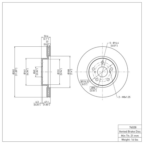 Disc Brake Rotor 600-76028