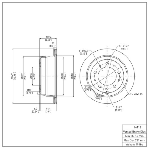 Disc Brake Rotor 600-76113