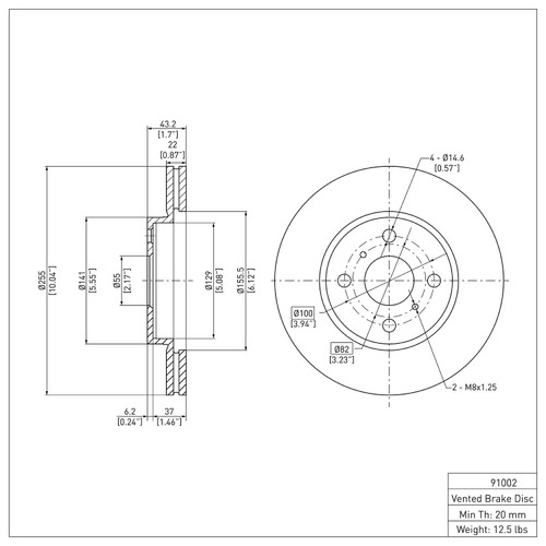 Disc Brake Rotor 600-91002