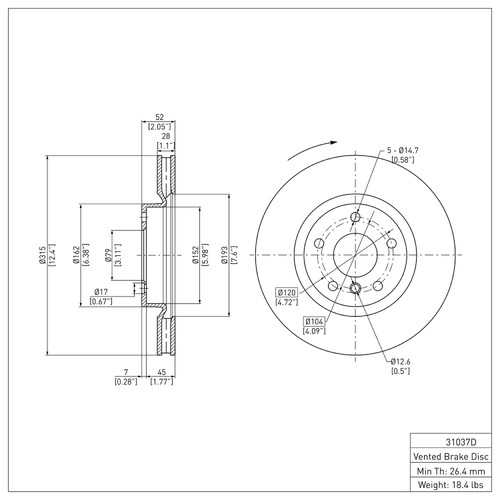 DFC GEOSPEC Coated Rotor - Blank 604-31037D