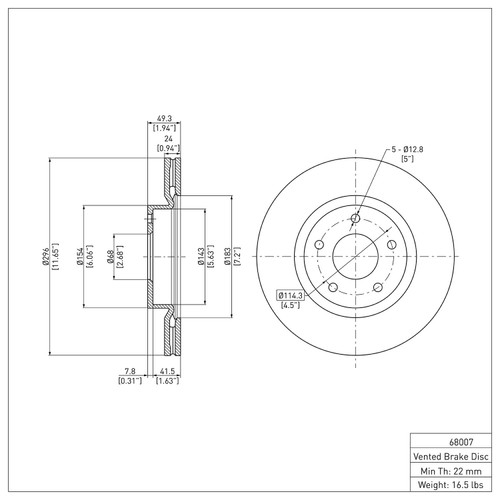 DFC GEOSPEC Coated Rotor - Blank 604-68007