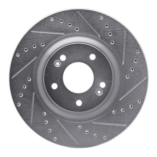 DFC Brake Rotor - Drilled and Slotted - Silver 631-03003R
