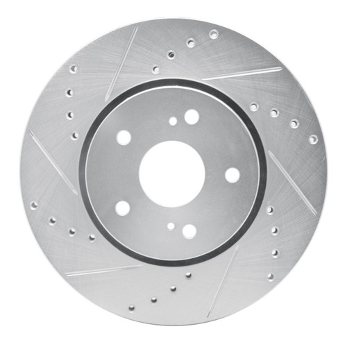 DFC Brake Rotor - Drilled and Slotted - Silver 631-01007L