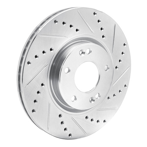 DFC Brake Rotor - Drilled and Slotted - Silver 631-03019R