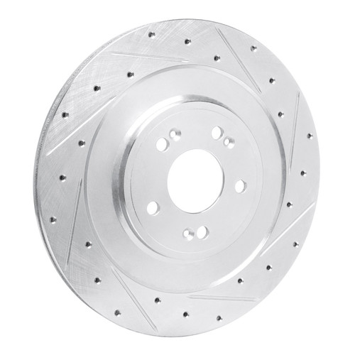 DFC Brake Rotor - Drilled and Slotted - Silver 631-10007R