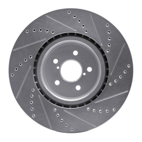 DFC Brake Rotor - Drilled and Slotted - Silver 631-13014L
