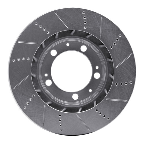 DFC Brake Rotor - Drilled and Slotted - Silver 631-02009D