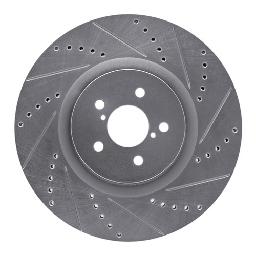 DFC Brake Rotor - Drilled and Slotted - Silver 631-13014R