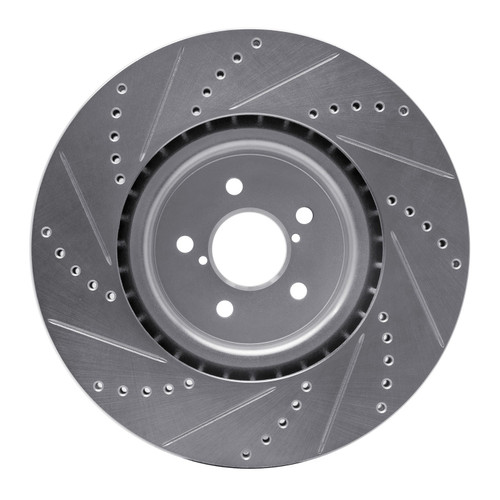 DFC Brake Rotor - Drilled and Slotted - Silver 631-13014R