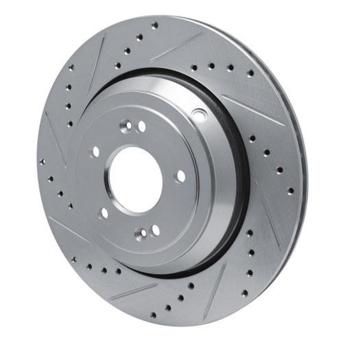 DFC Brake Rotor - Drilled and Slotted - Silver 631-10002L