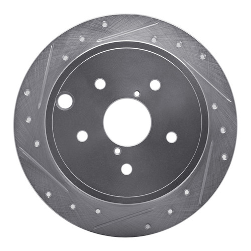 DFC Brake Rotor - Drilled and Slotted - Silver 631-13024L