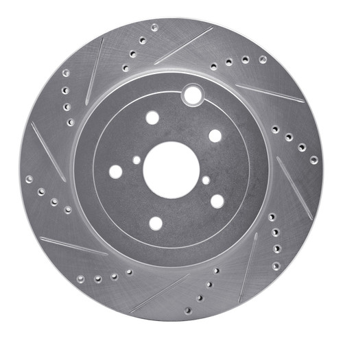 DFC Brake Rotor - Drilled and Slotted - Silver 631-13042L