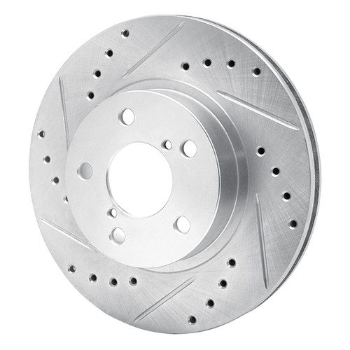 DFC Brake Rotor - Drilled and Slotted - Silver 631-13007L