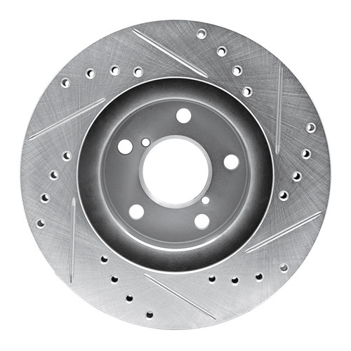DFC Brake Rotor - Drilled and Slotted - Silver 631-13007L
