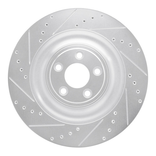 DFC Brake Rotor - Drilled and Slotted - Silver 631-20027L