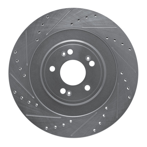 DFC Brake Rotor - Drilled and Slotted - Silver 631-10004L