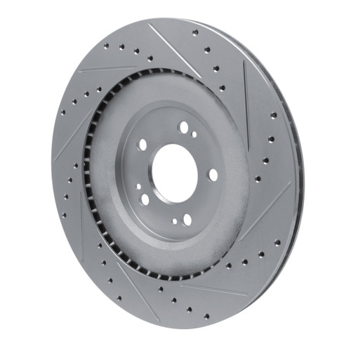 DFC Brake Rotor - Drilled and Slotted - Silver 631-10004L