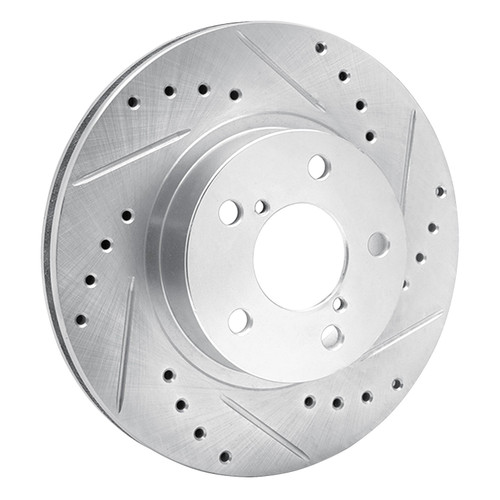 DFC Brake Rotor - Drilled and Slotted - Silver 631-13007R