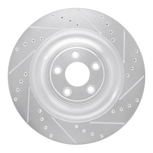 DFC Brake Rotor - Drilled and Slotted - Silver 631-20027R