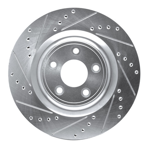 DFC Brake Rotor - Drilled and Slotted - Silver 631-20028L