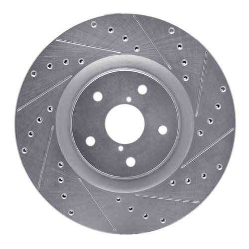 DFC Brake Rotor - Drilled and Slotted - Silver 631-13043R